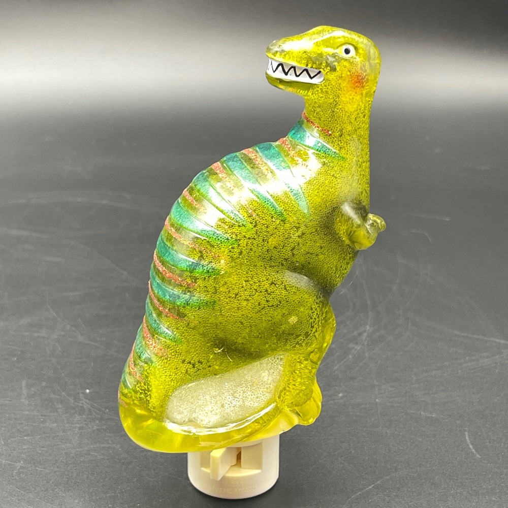 Vintage Green T-Rex Dinosaur Night Light Textured Acrylic Tyrannosaurus Rex 6.5"